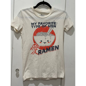 Women's Goodie Two Sleeves “Ramen” Graphic T-Shirt Cream/Red Size M